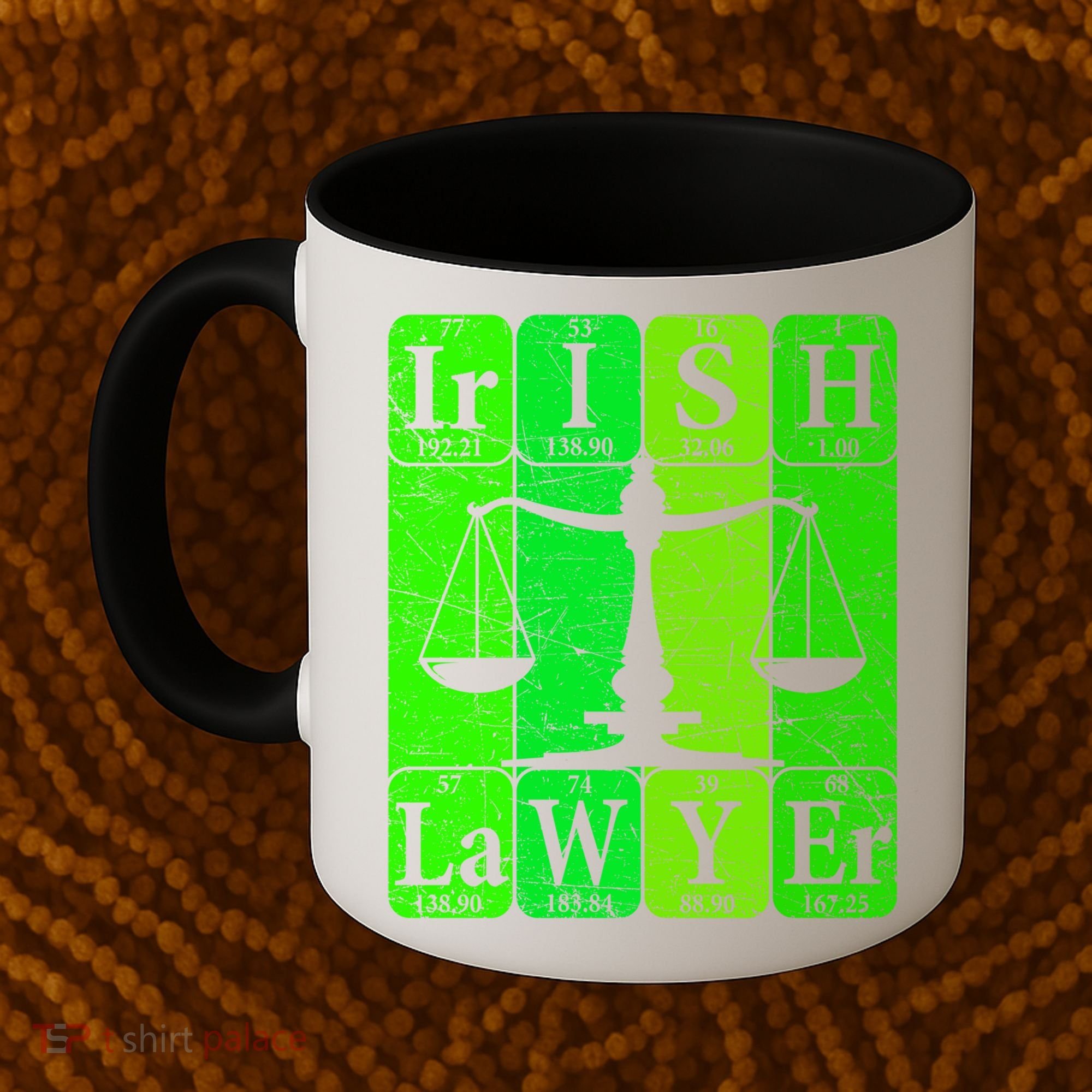 Irish Lawyer Periodic Table Elets Nerd Attorney Gift Coffee Mug