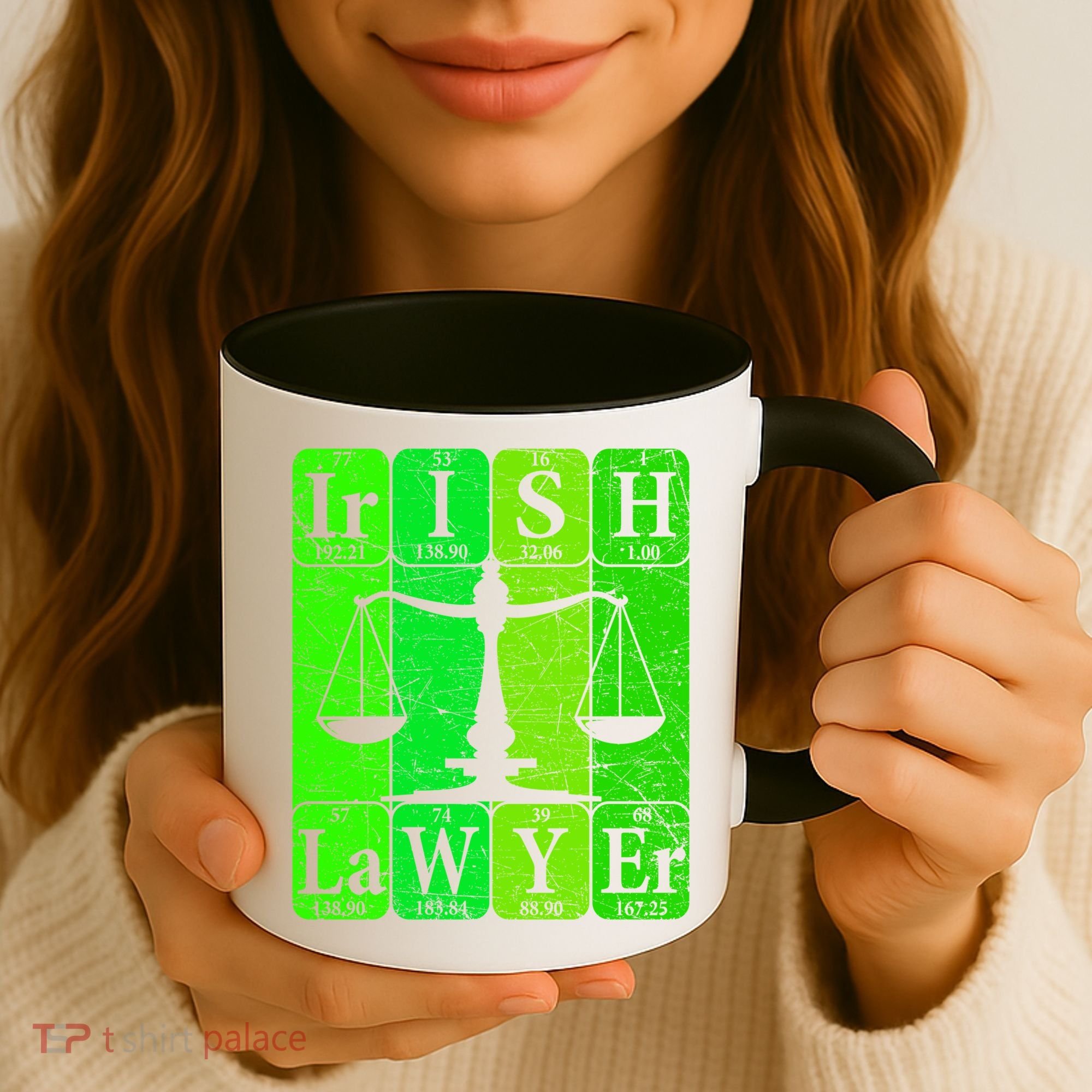 Irish Lawyer Periodic Table Elets Nerd Attorney Gift Coffee Mug