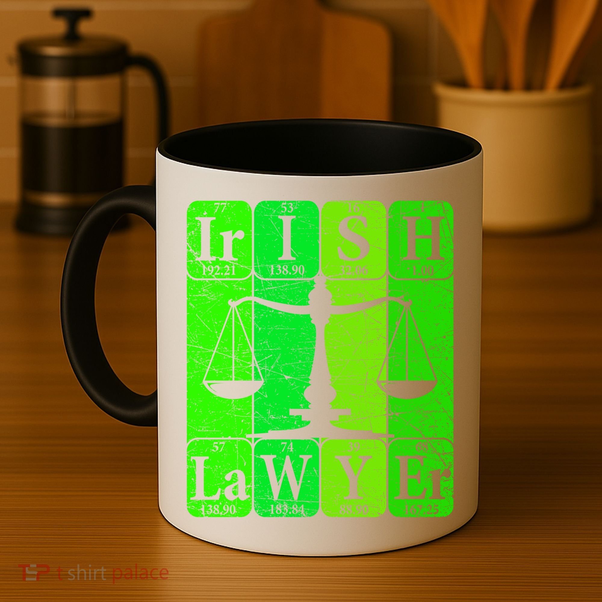Irish Lawyer Periodic Table Elets Nerd Attorney Gift Coffee Mug