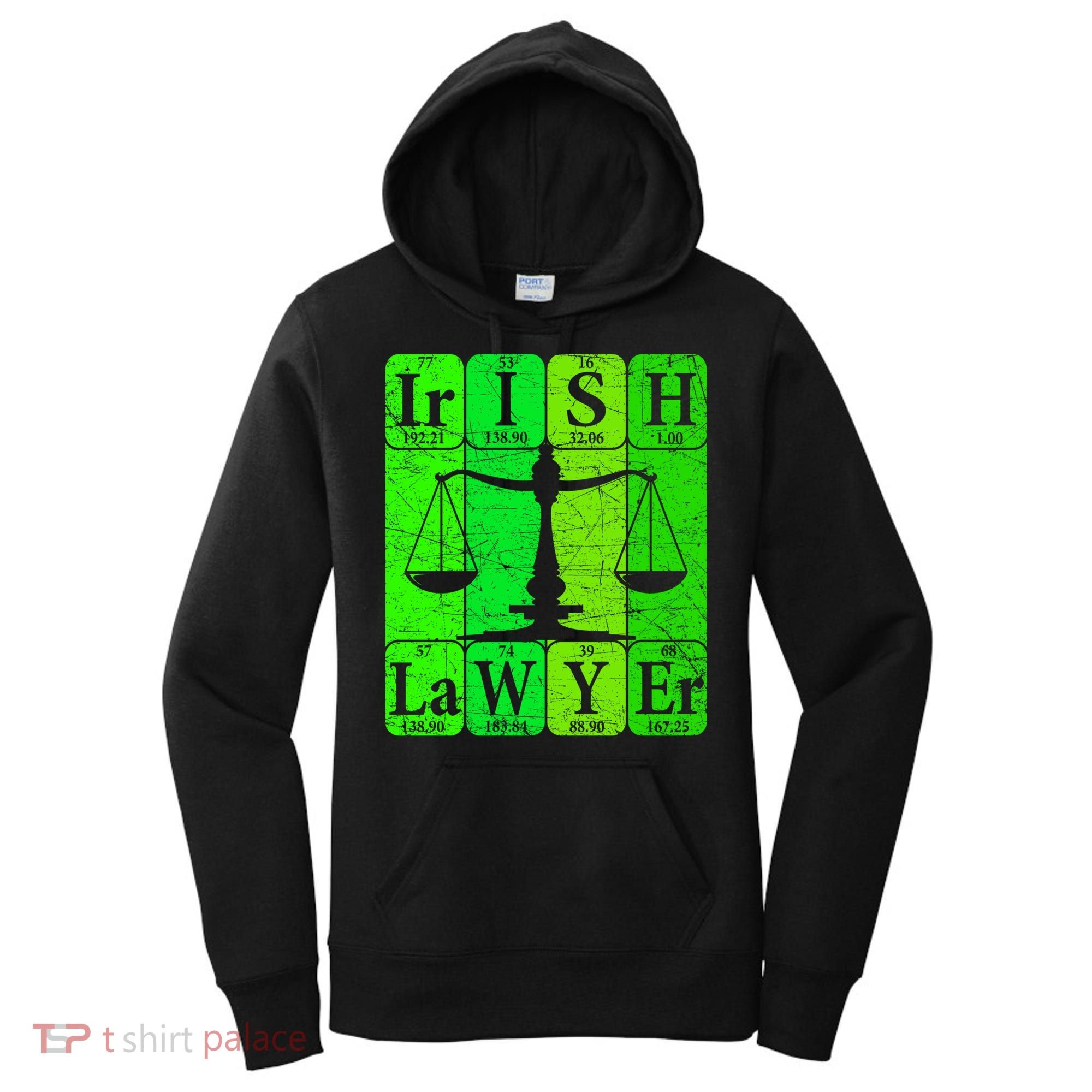 Irish Lawyer Periodic Table Elets Nerd Attorney Gift Women's Hoodie