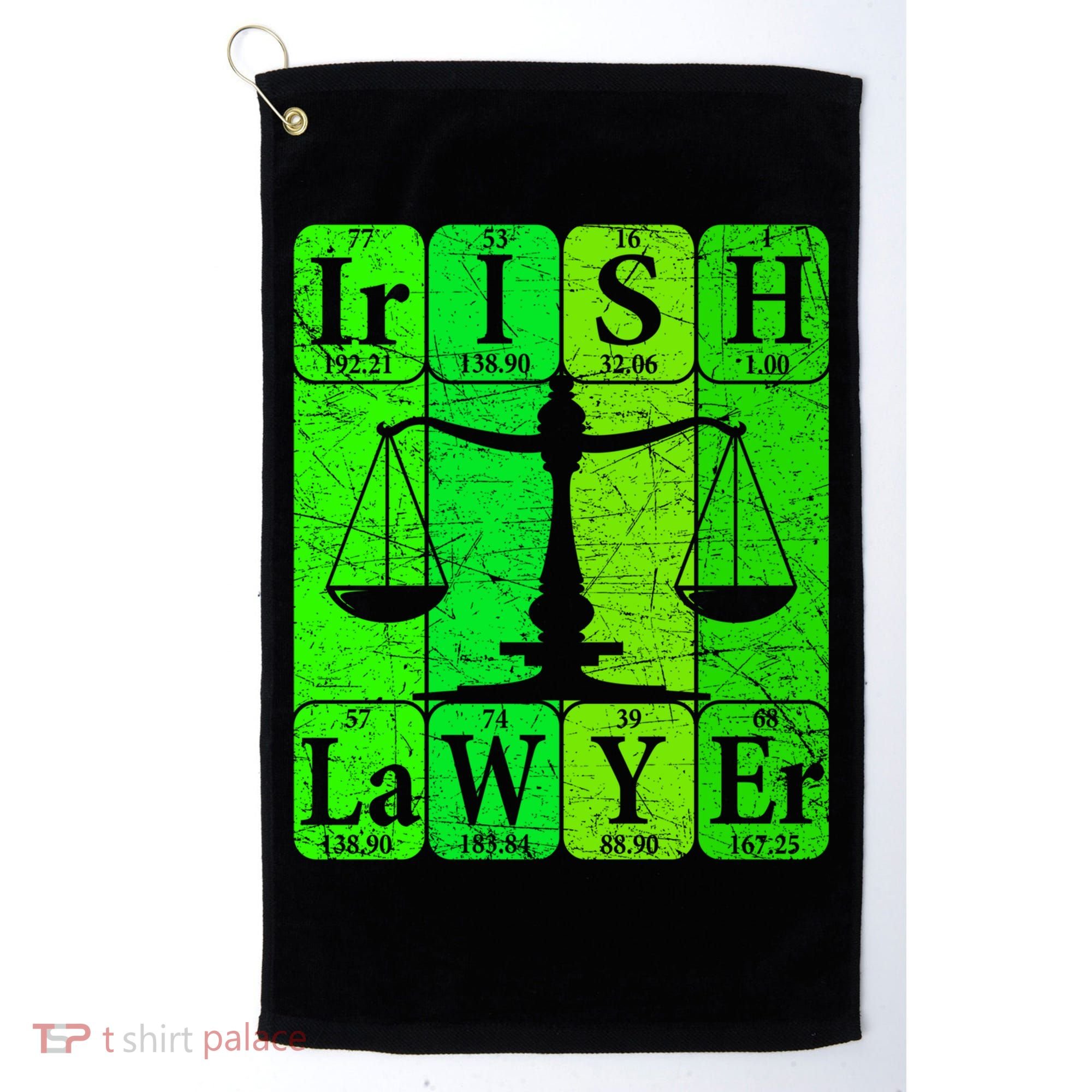 Irish Lawyer Periodic Table Elets Nerd Attorney Gift Golf Towel
