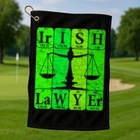 Irish Lawyer Periodic Table Elets Nerd Attorney Gift Golf Towel thumb 1