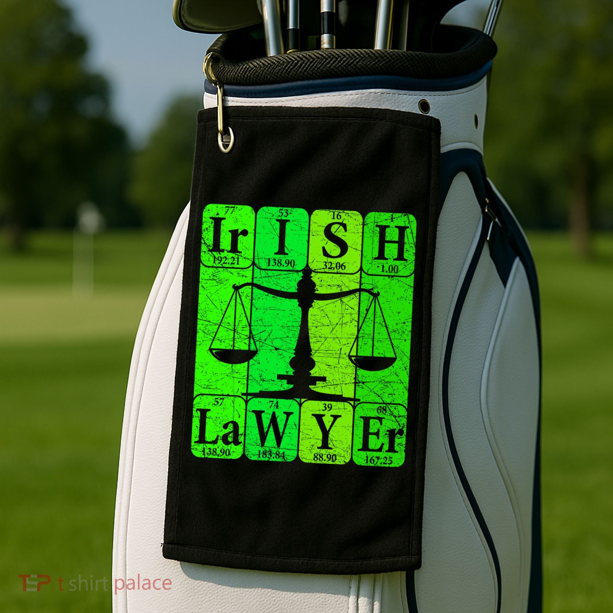Irish Lawyer Periodic Table Elets Nerd Attorney Gift Golf Towel