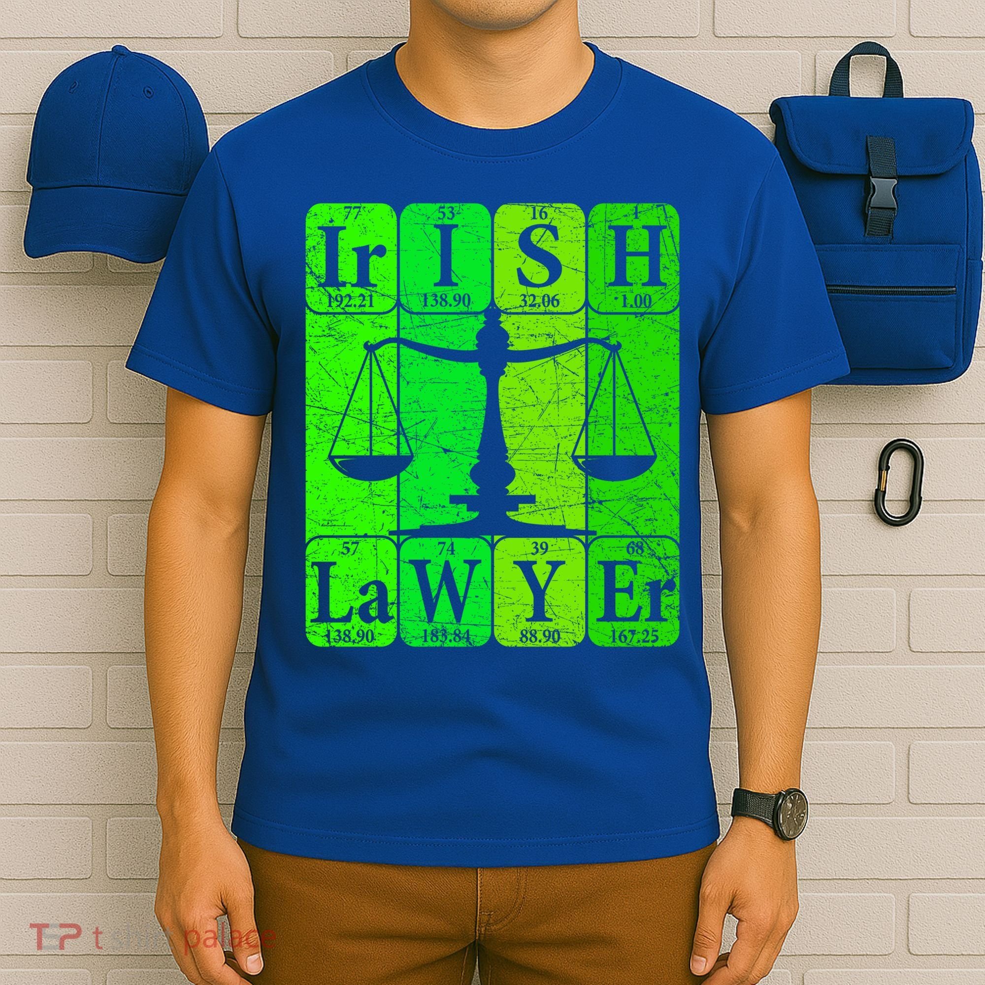 Irish Lawyer Periodic Table Elets Nerd Attorney Gift T-Shirt