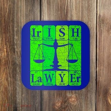 Irish Lawyer Periodic Table Elets Nerd Attorney Gift Coaster