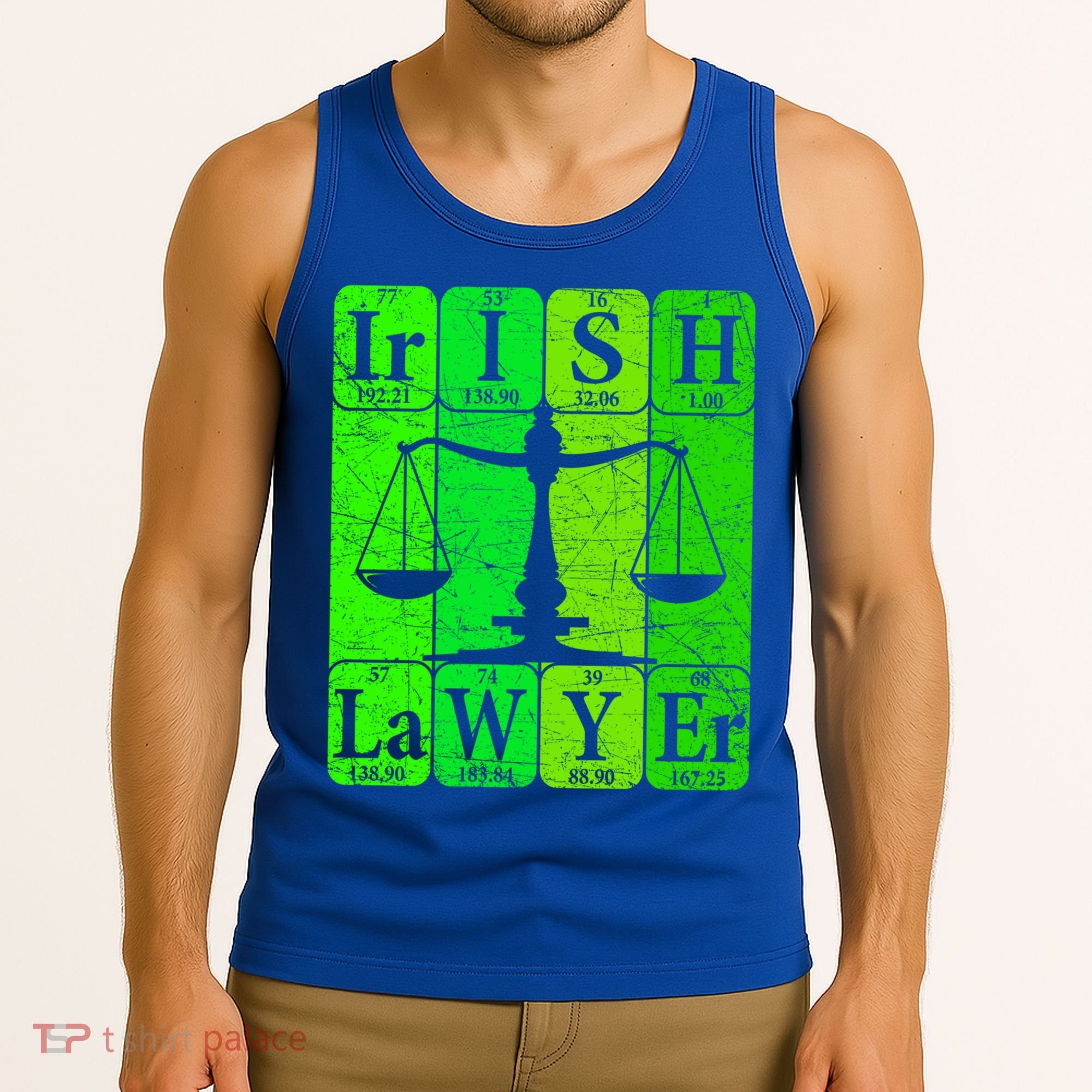 Irish Lawyer Periodic Table Elets Nerd Attorney Gift Tank Top