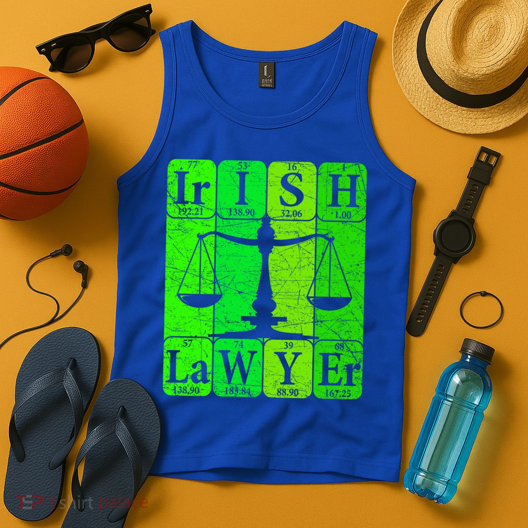 Irish Lawyer Periodic Table Elets Nerd Attorney Gift Tank Top