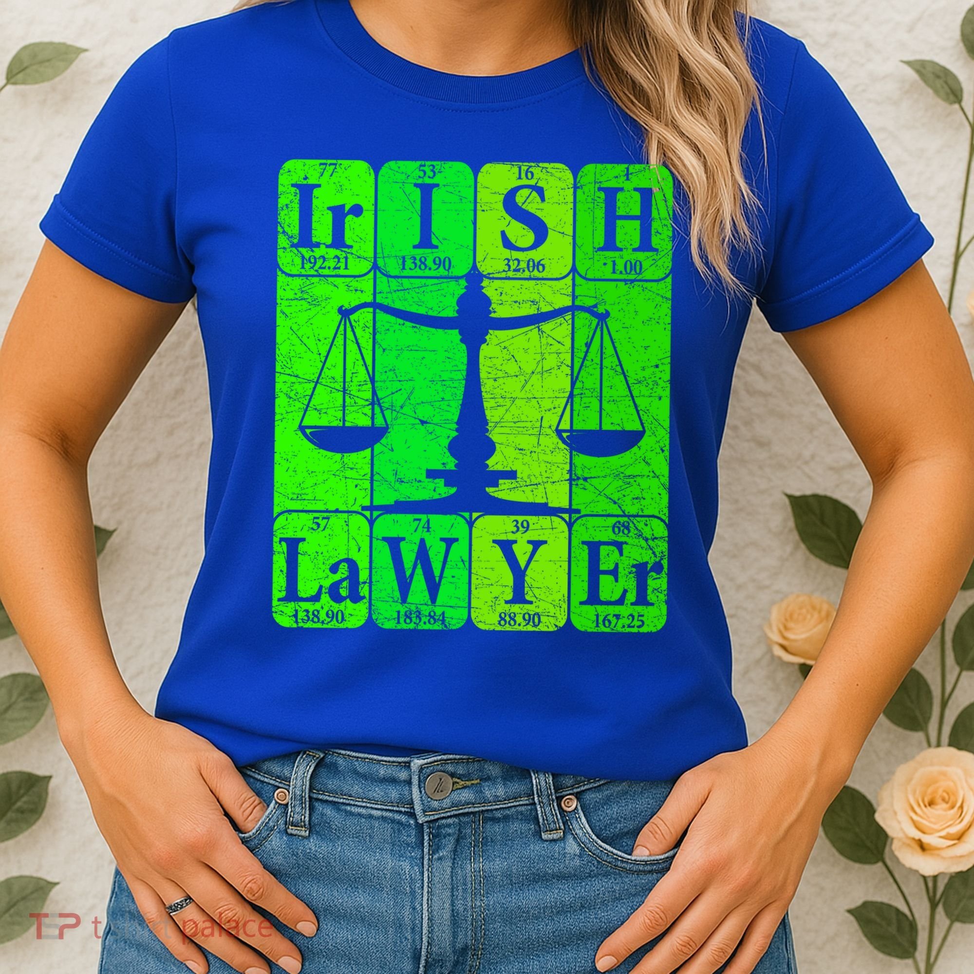 Irish Lawyer Periodic Table Elets Nerd Attorney Gift Women's T-Shirt