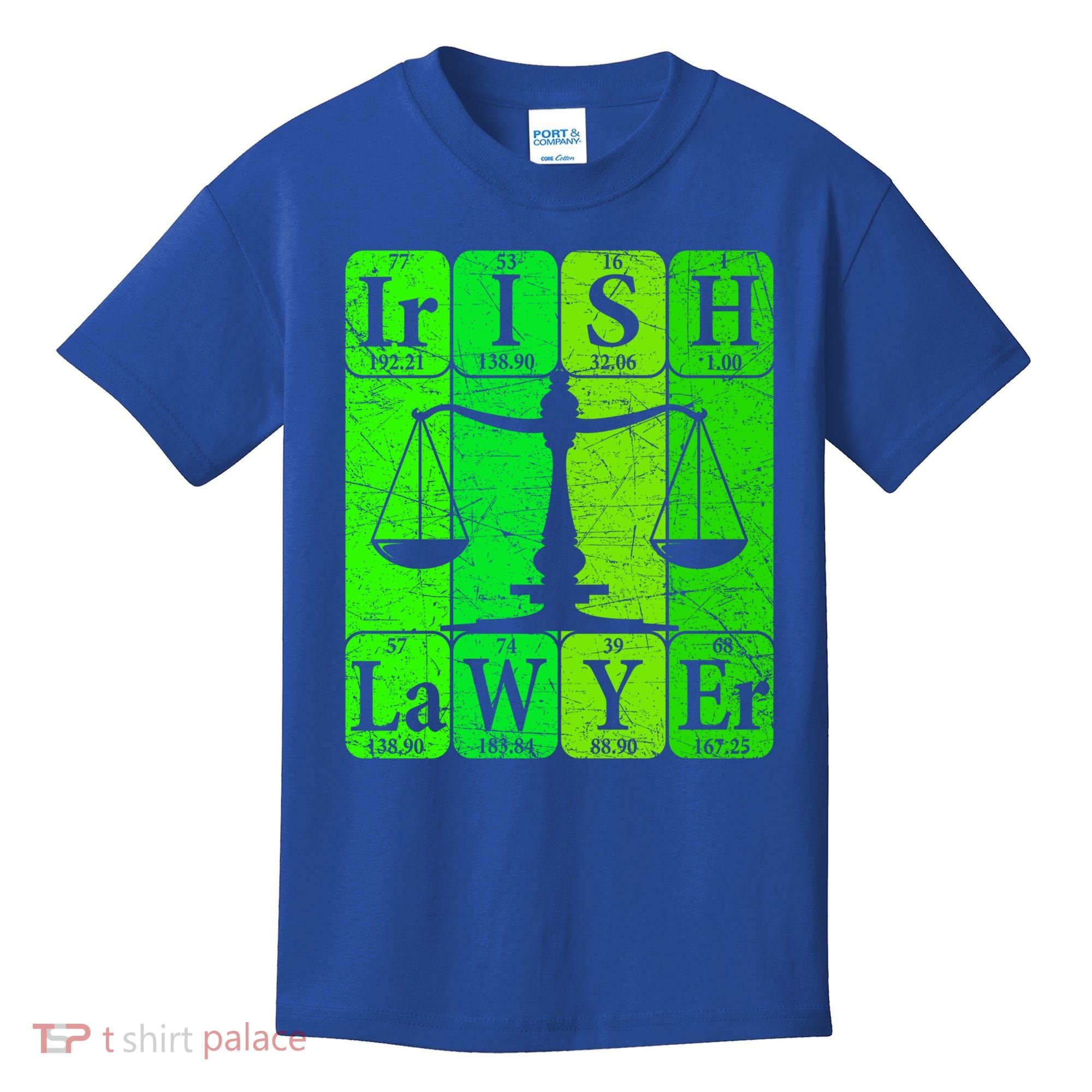 Irish Lawyer Periodic Table Elets Nerd Attorney Gift Kids T-Shirt