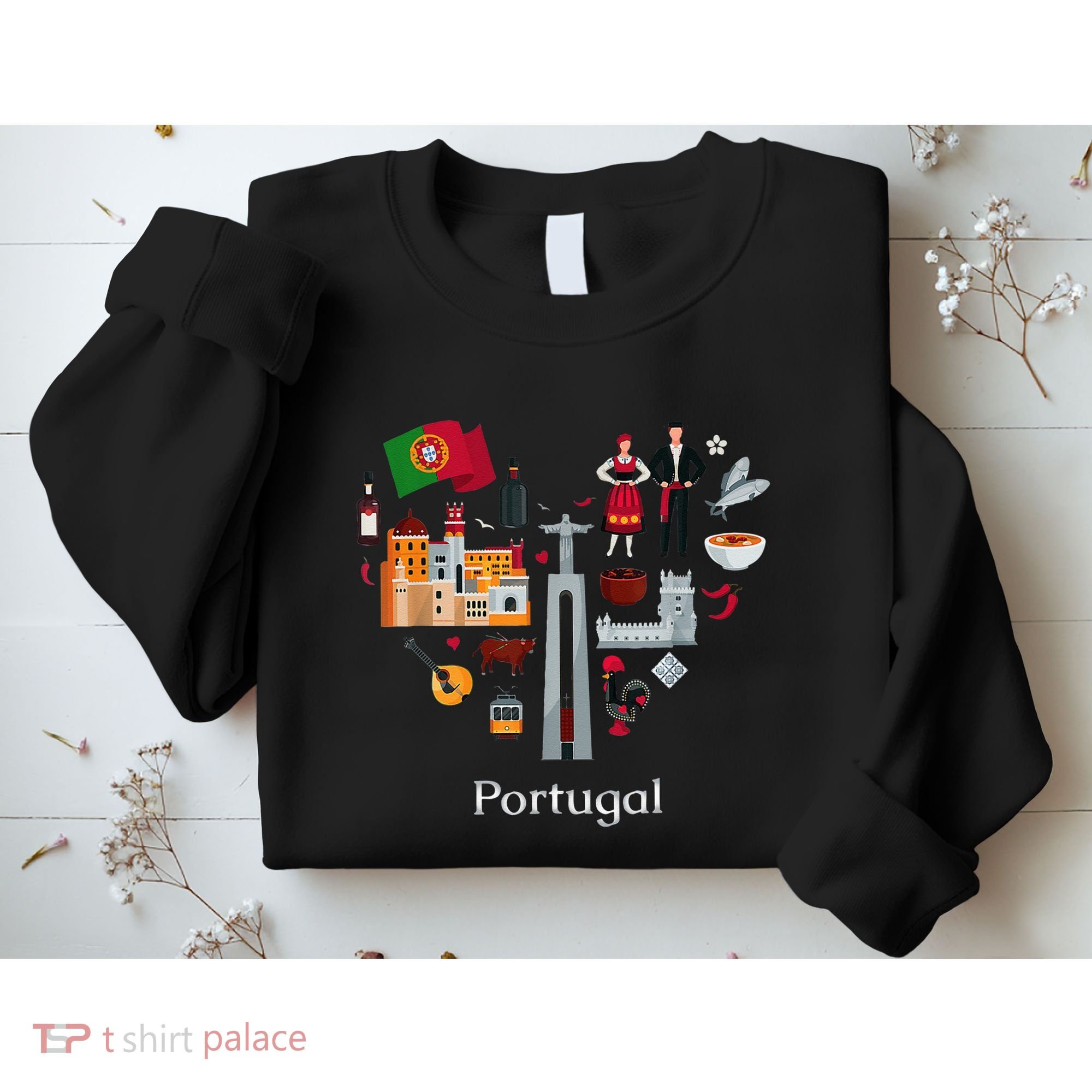 I Love Portugal Lisbon Map Iconic Traditional Souvenir Gift Sweatshirt
