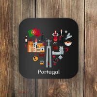 I Love Portugal Lisbon Map Iconic Traditional Souvenir Gift Coaster thumb 0