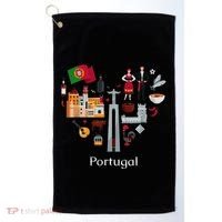 I Love Portugal Lisbon Map Iconic Traditional Souvenir Gift Golf Towel thumb 0