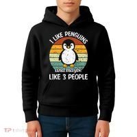 I Like Penguins And Maybe Like 3 People Kids Hoodie thumb 4