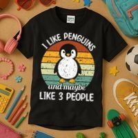 I Like Penguins And Maybe Like 3 People Kids T-Shirt thumb 3