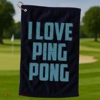 I Love Ping Pong Table Tennis Player Quote Golf Towel thumb 1