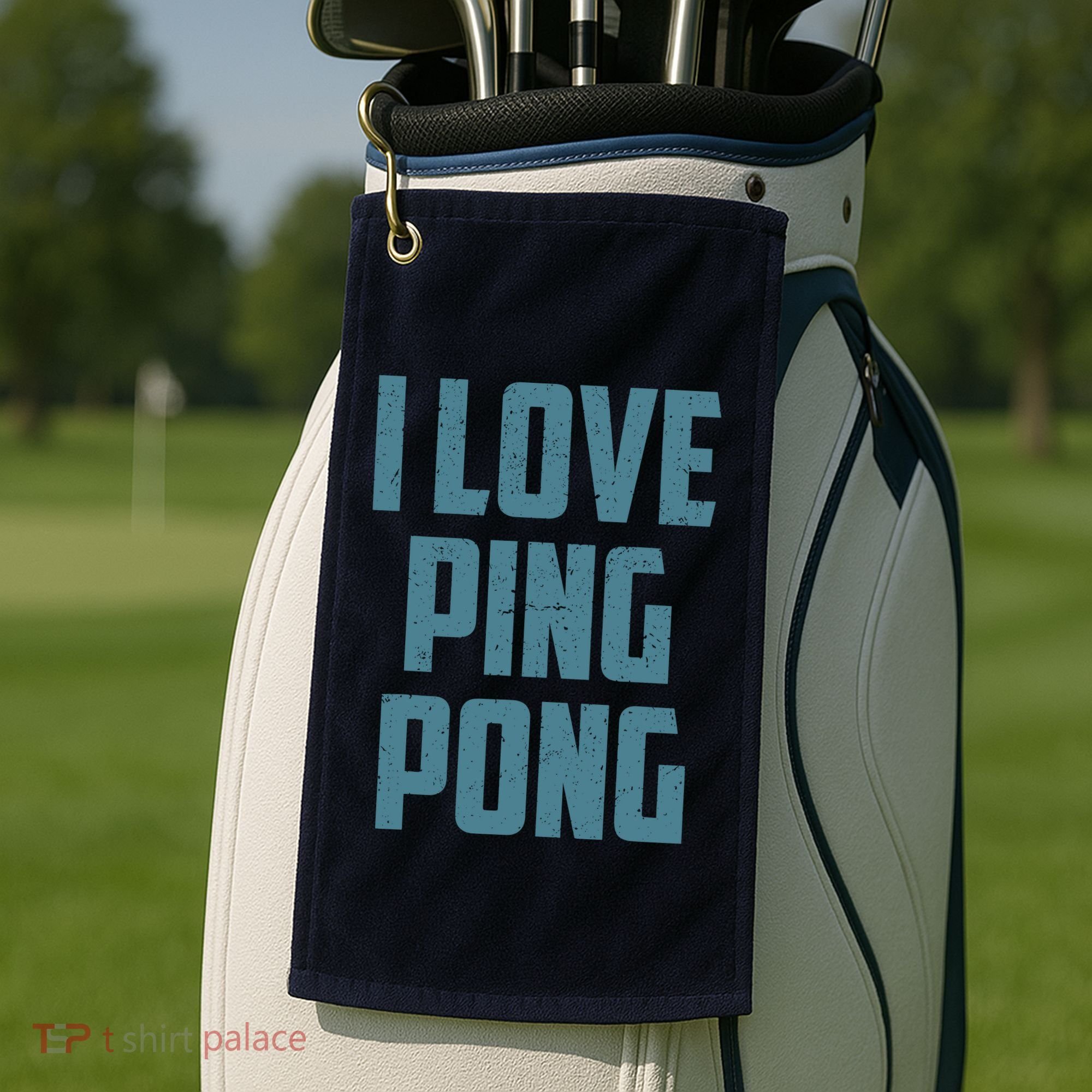 I Love Ping Pong Table Tennis Player Quote Golf Towel