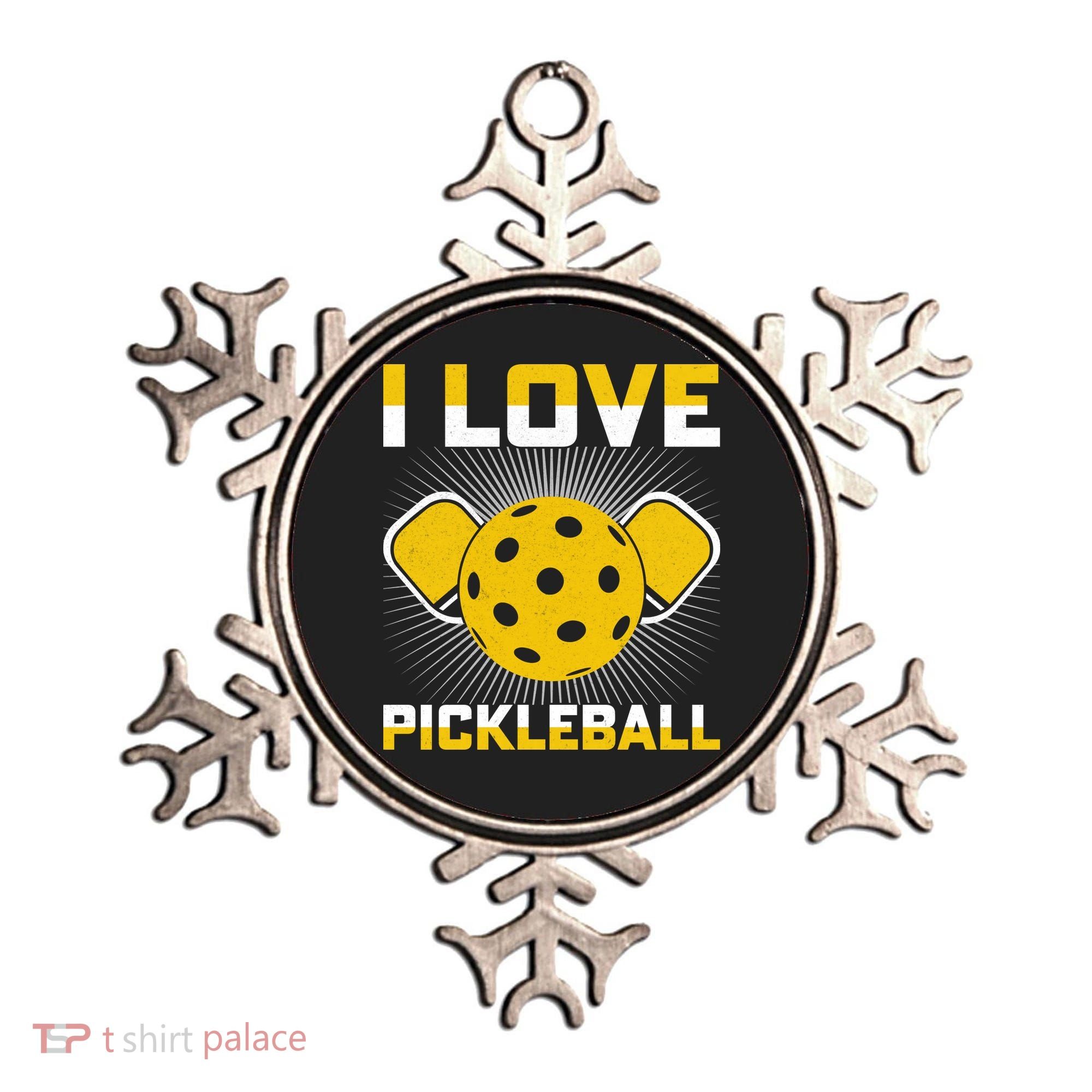 I Love Pickleball Paddle Ornament