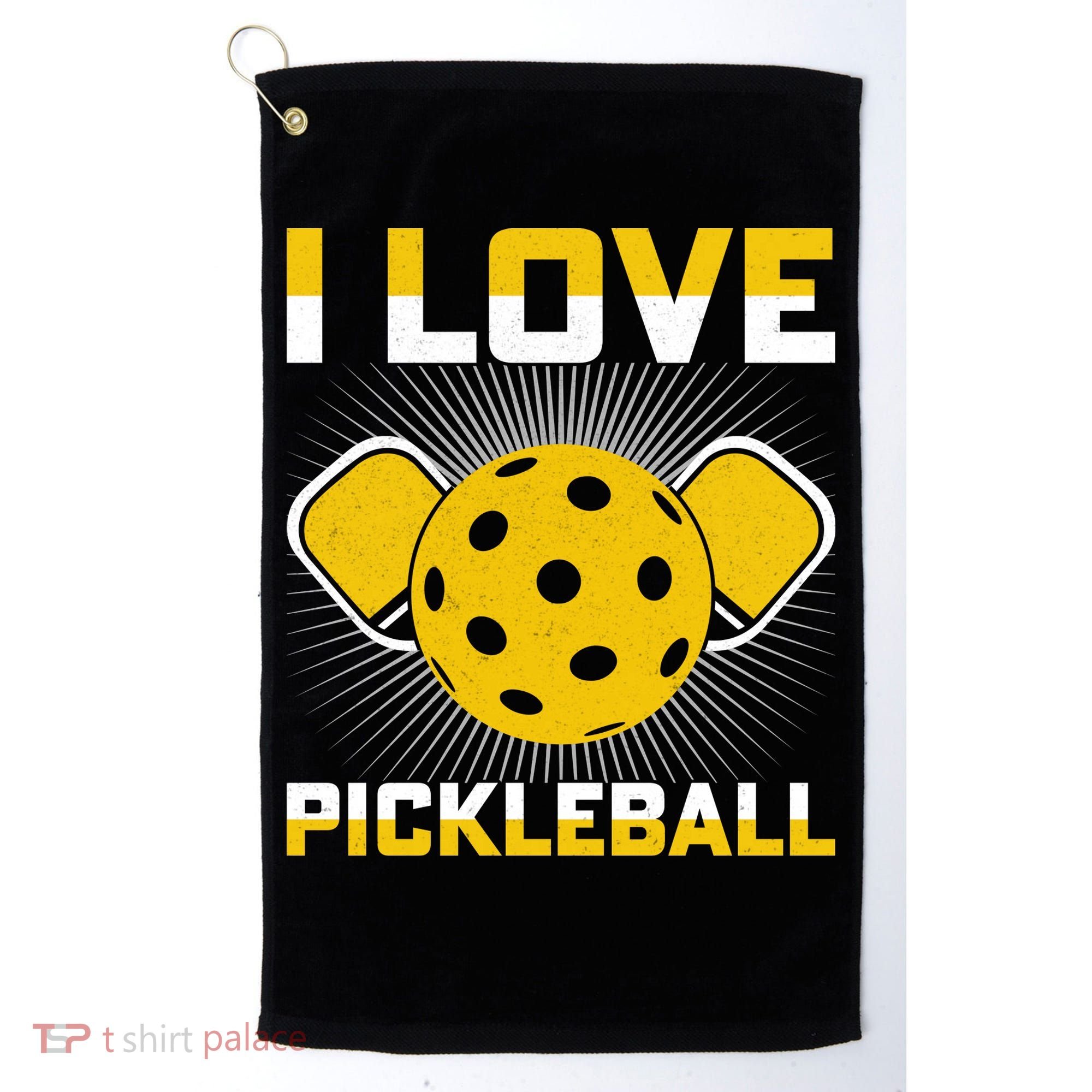 I Love Pickleball Paddle Golf Towel