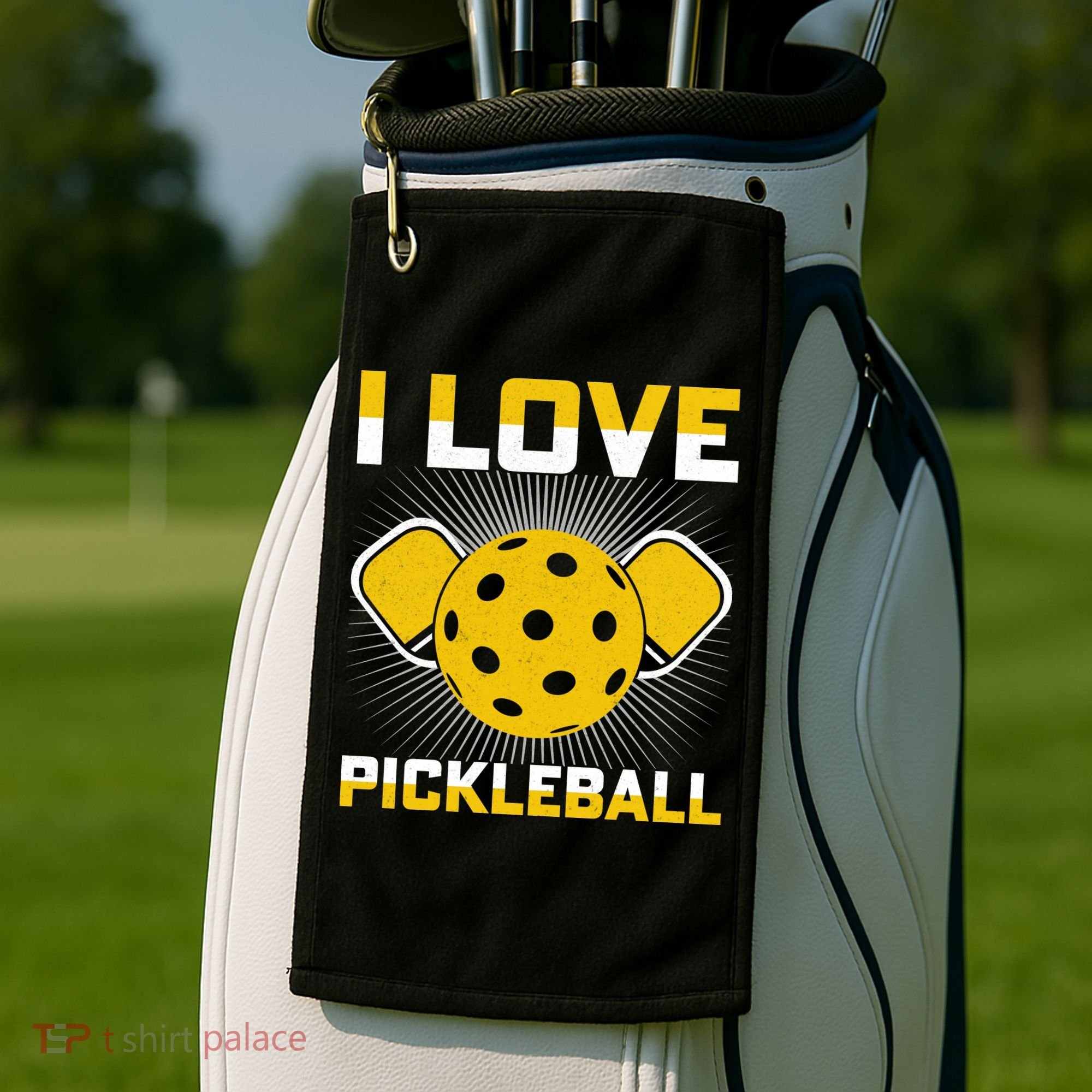 I Love Pickleball Paddle Golf Towel