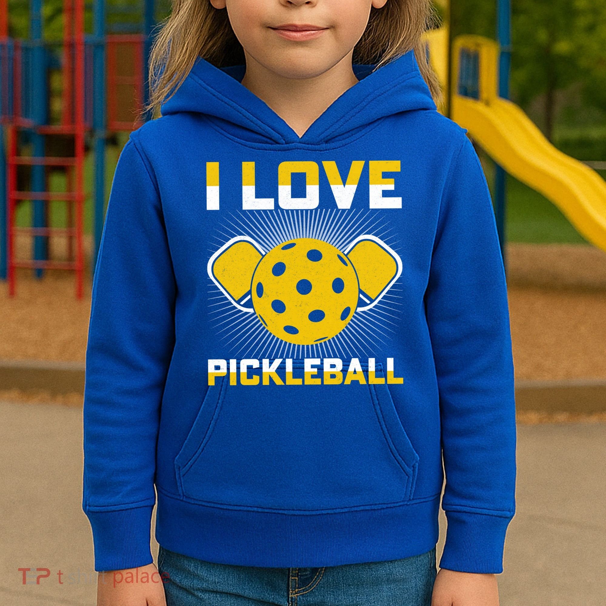 I Love Pickleball Paddle Kids Hoodie