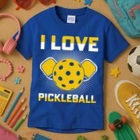 I Love Pickleball Paddle Kids T-Shirt thumb 3