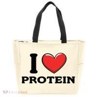 I Love Protein Funny Gym Workout Tote Bag thumb 0