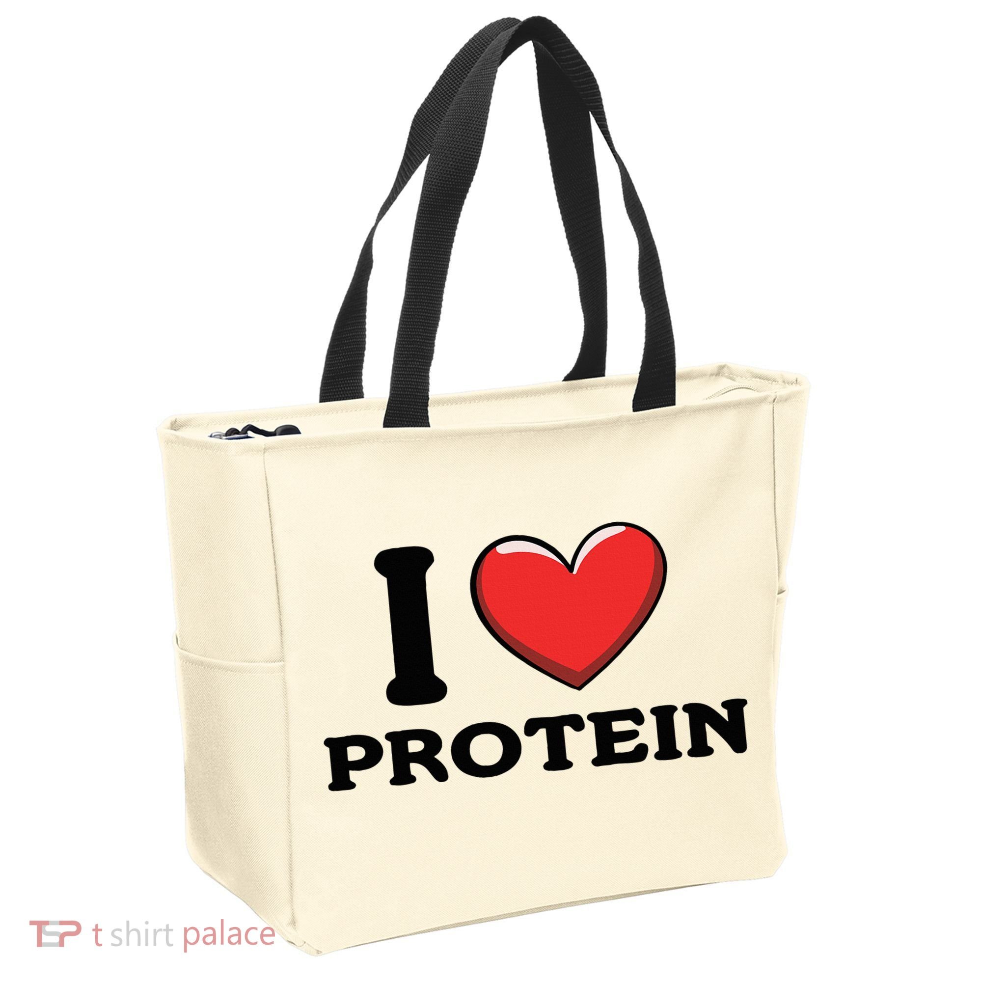 I Love Protein Funny Gym Workout Tote Bag