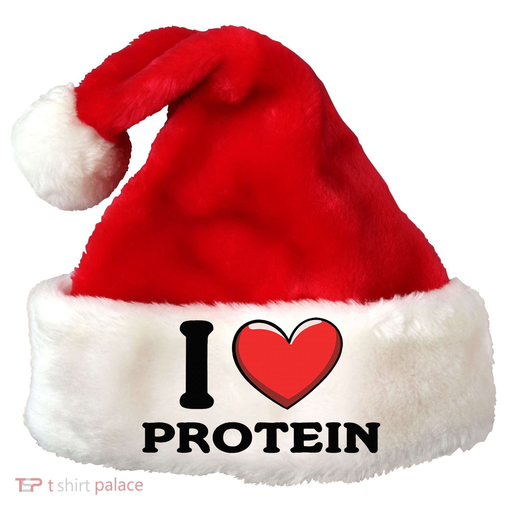 I Love Protein Funny Gym Workout Santa Hat