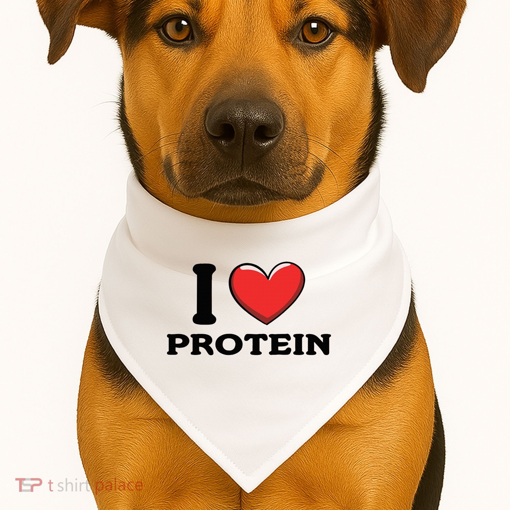 I Love Protein Funny Gym Workout USA-Made Doggie Bandana