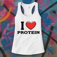 I Love Protein Funny Gym Workout Women's Tank Top thumb 3