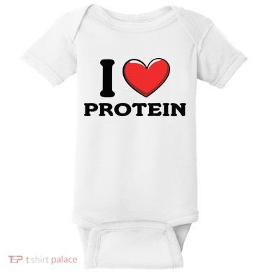 I Love Protein Funny Gym Workout Baby Bodysuit