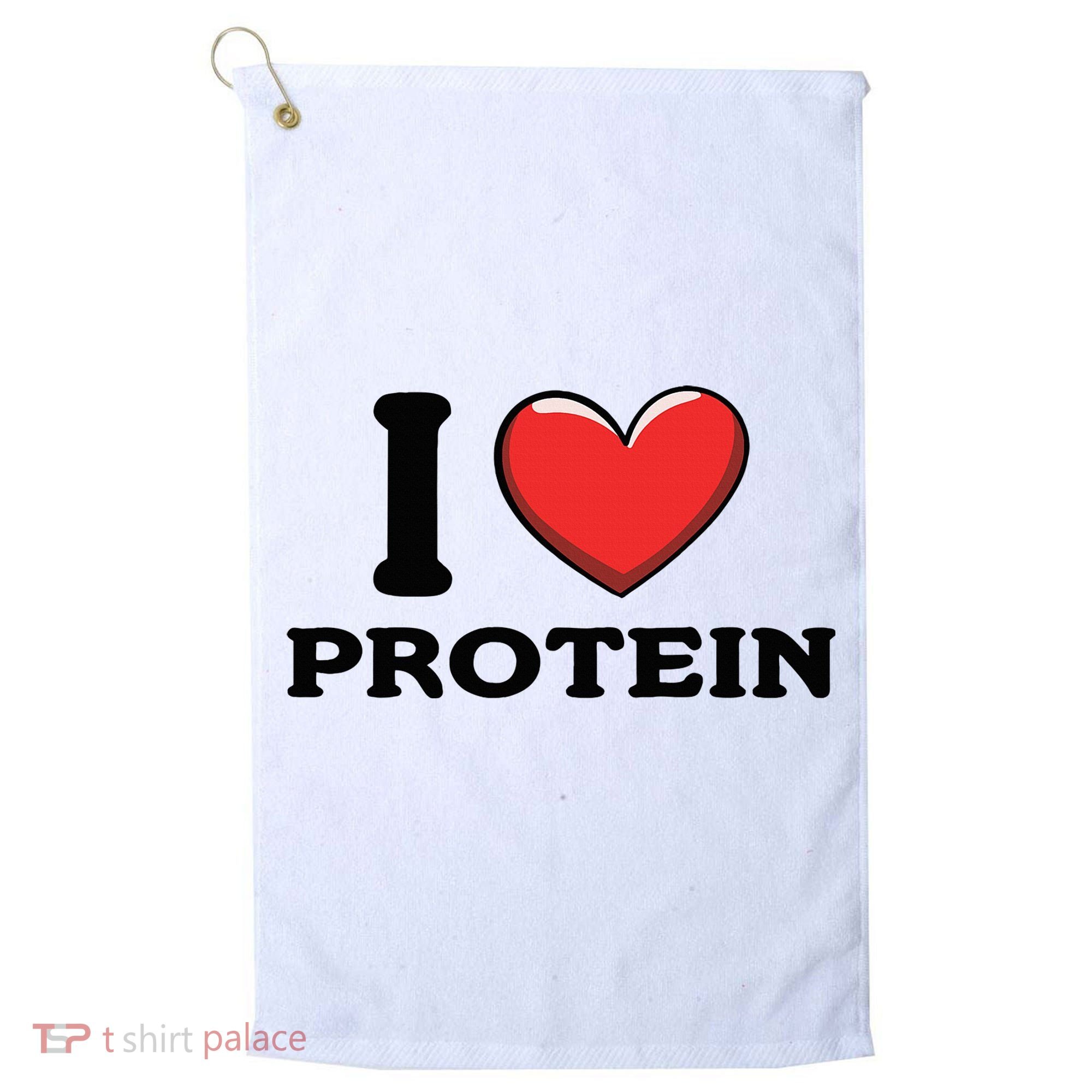 I Love Protein Funny Gym Workout Golf Towel