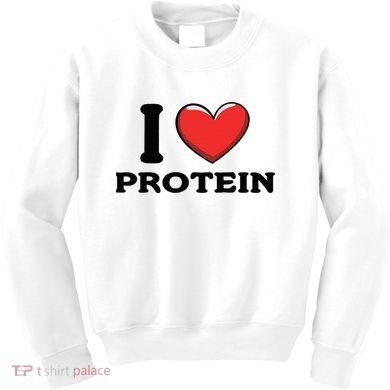 I Love Protein Funny Gym Workout Kids Sweatshirt