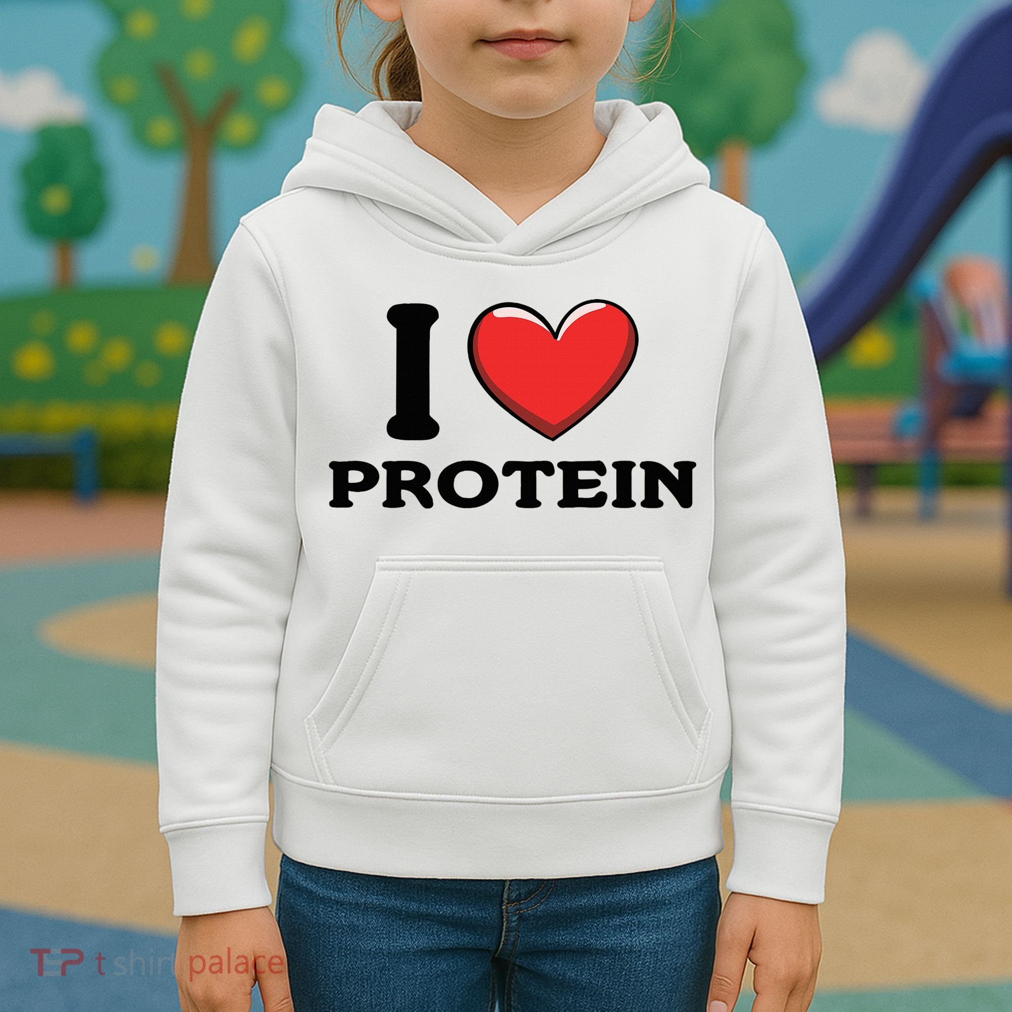 I Love Protein Funny Gym Workout Kids Hoodie