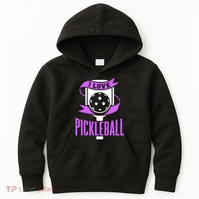 I Love Pickleball Kids Hoodie