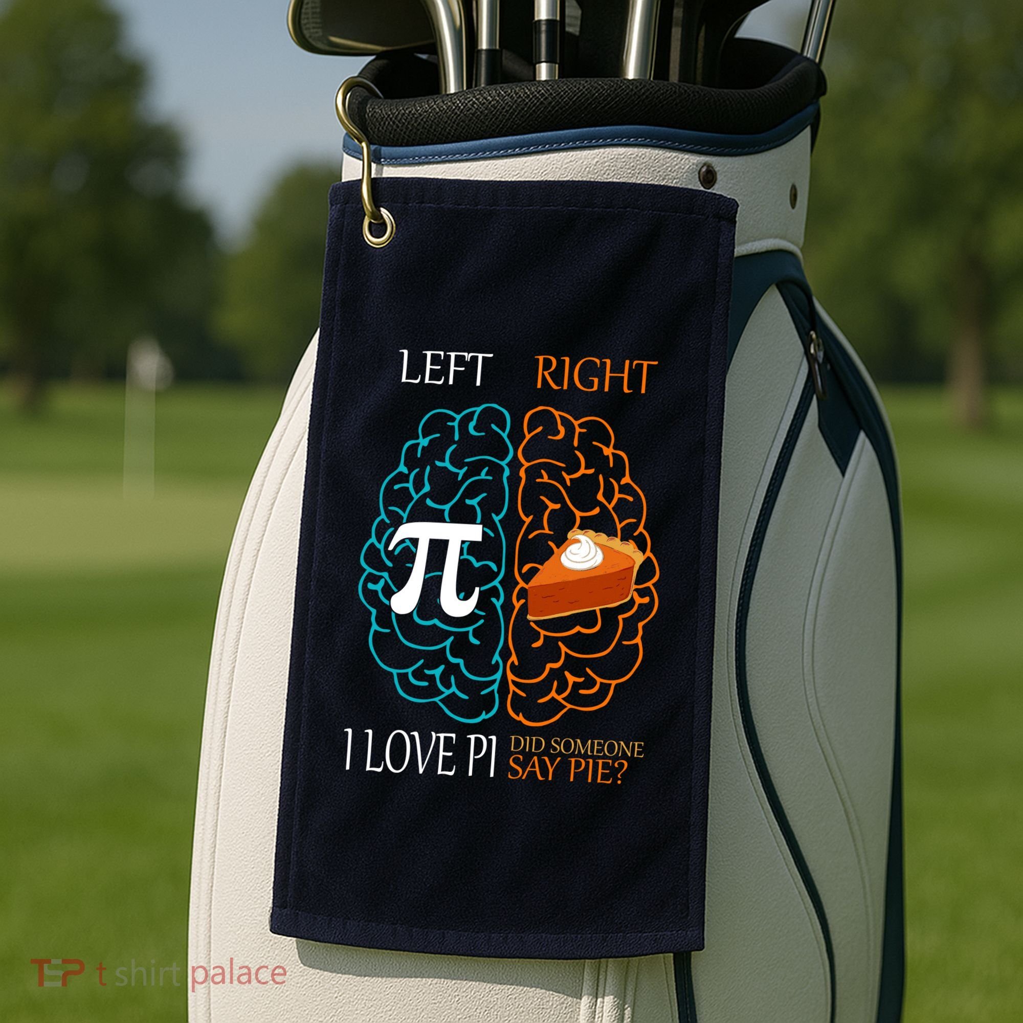 I Love Pi Did Someone Say Pie Brain Left Right Golf Towel