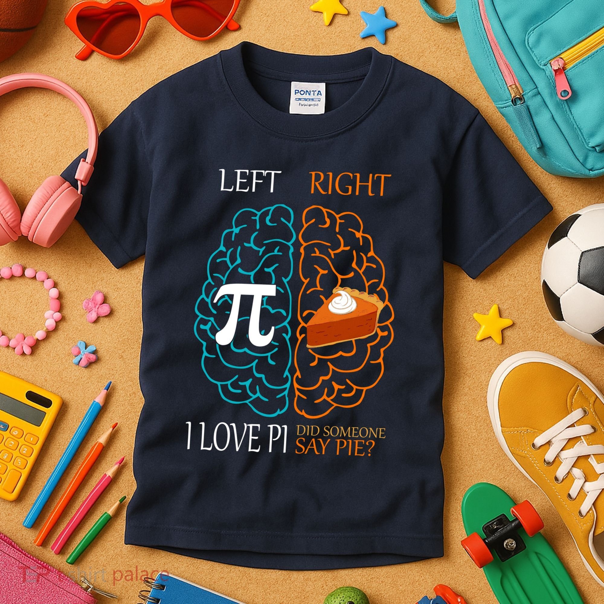 I Love Pi Did Someone Say Pie Brain Left Right Kids T-Shirt