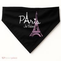 I Love Paris Eiffel Tower France French USA-Made Doggie Bandana thumb 0