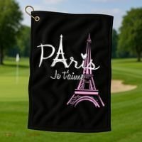 I Love Paris Eiffel Tower France French Golf Towel thumb 1