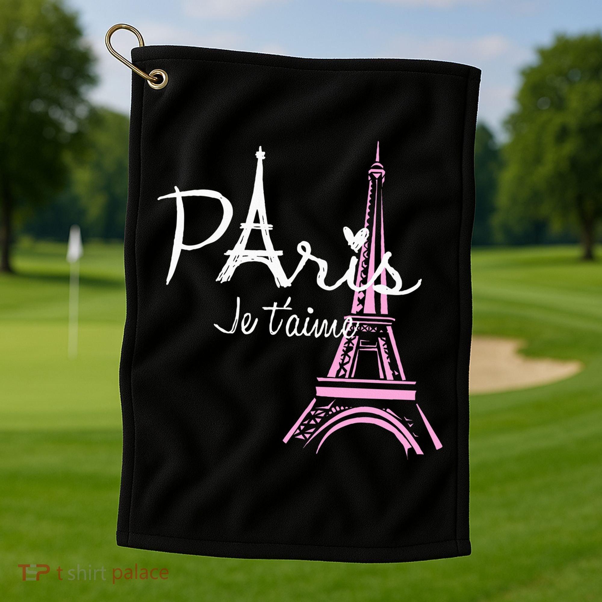 I Love Paris Eiffel Tower France French Golf Towel