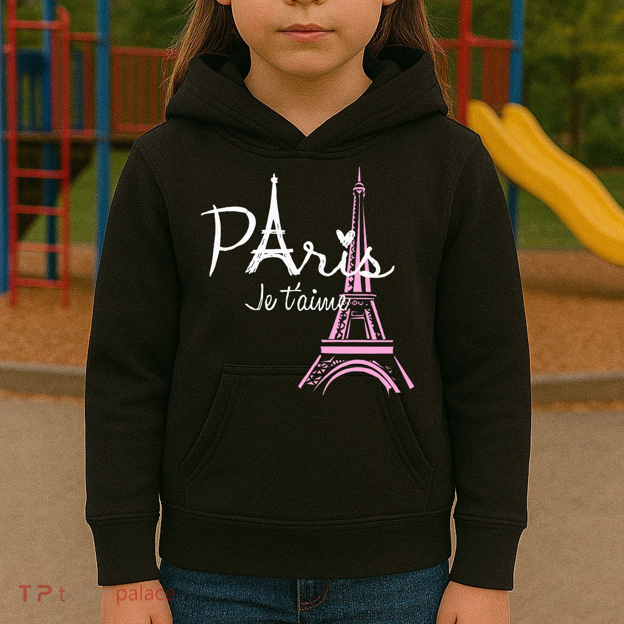 I Love Paris Eiffel Tower France French Kids Hoodie