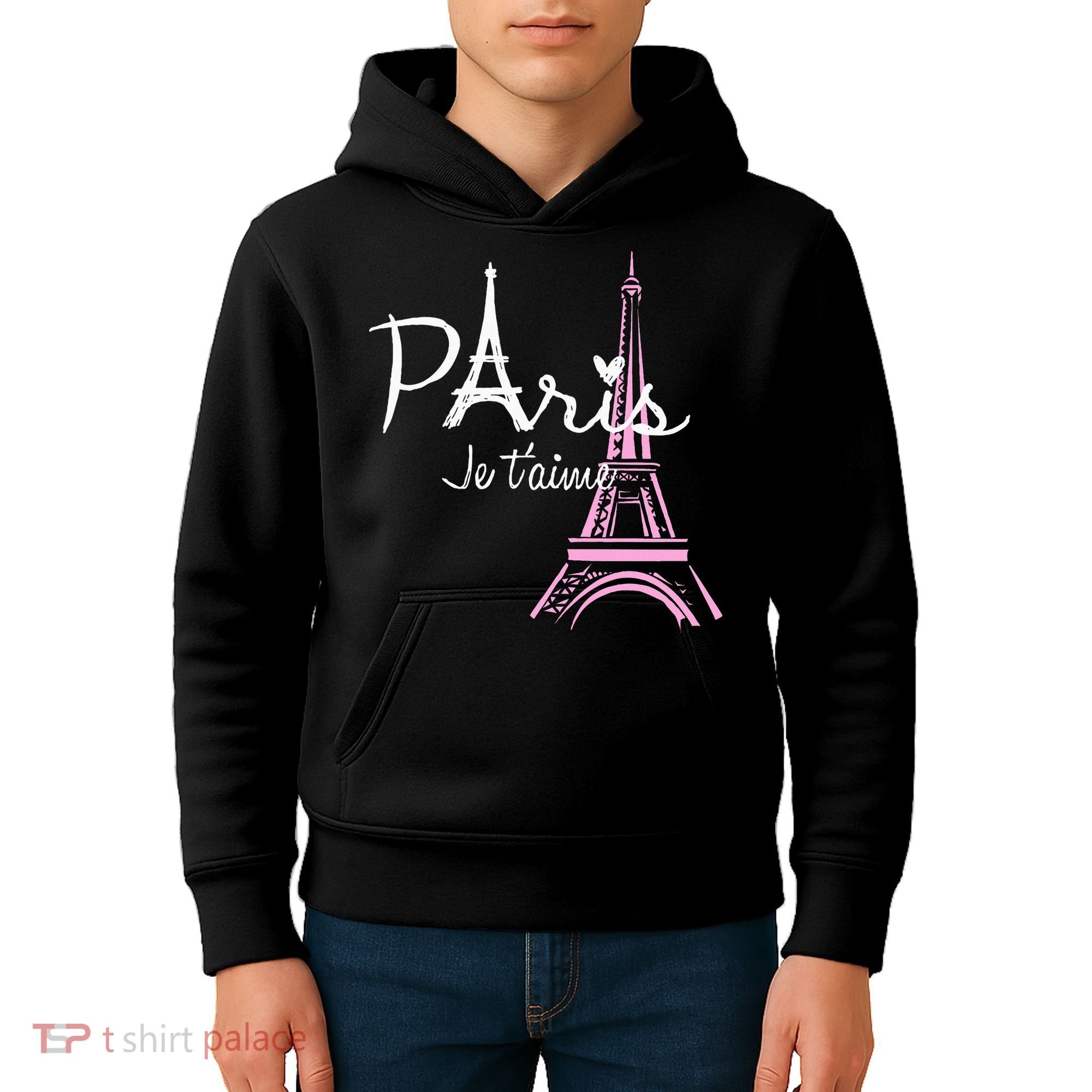 I Love Paris Eiffel Tower France French Kids Hoodie