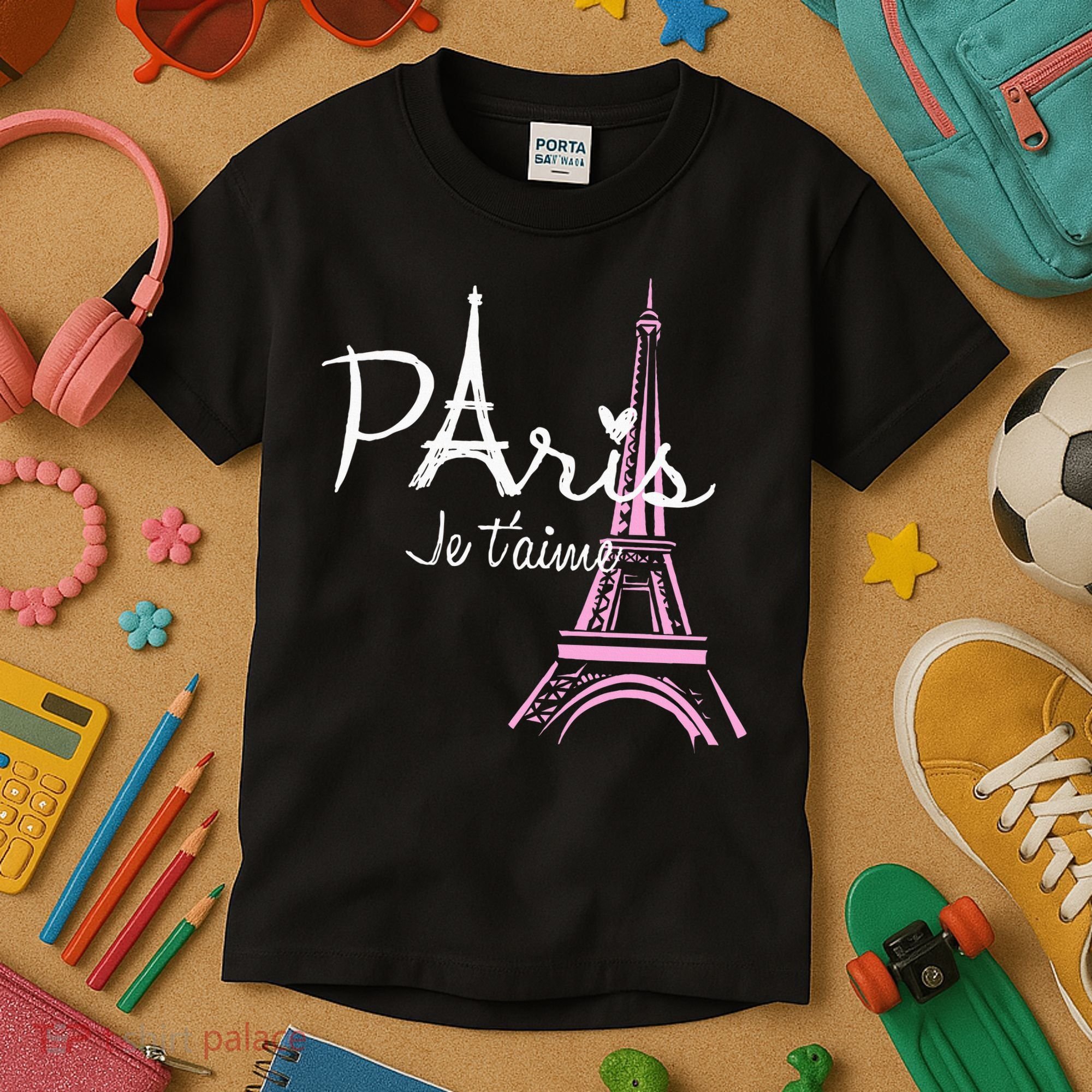 I Love Paris Eiffel Tower France French Kids T-Shirt