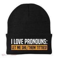 I Love Pronouns Let Me She Them Titties Beanie thumb 0