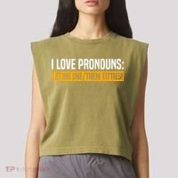 I Love Pronouns Let Me She Them Titties Garment-Dyed Women's Muscle Tee thumb 2