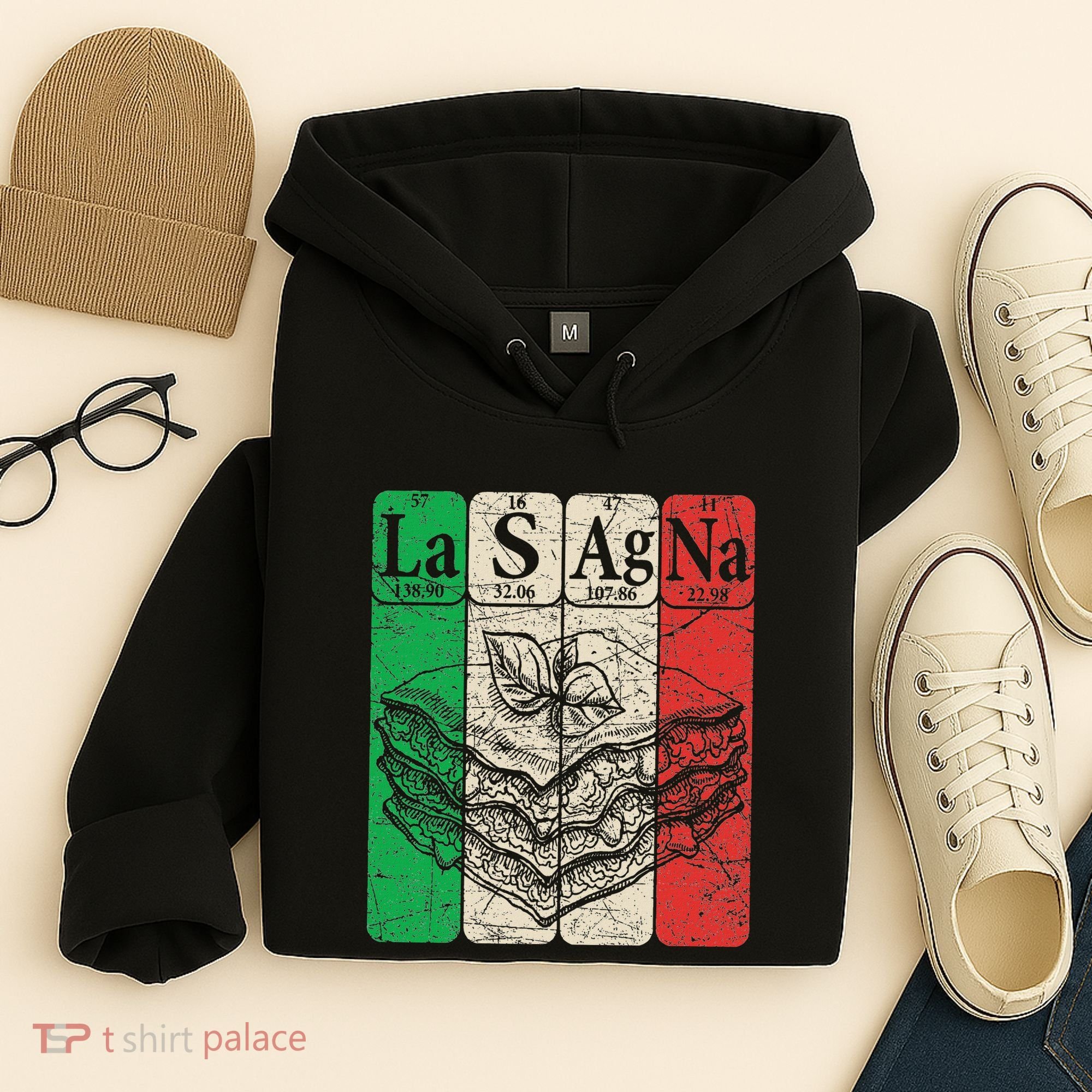 Italian Lasagna Periodic Table Elements Italian Flag Lasagna Hoodie
