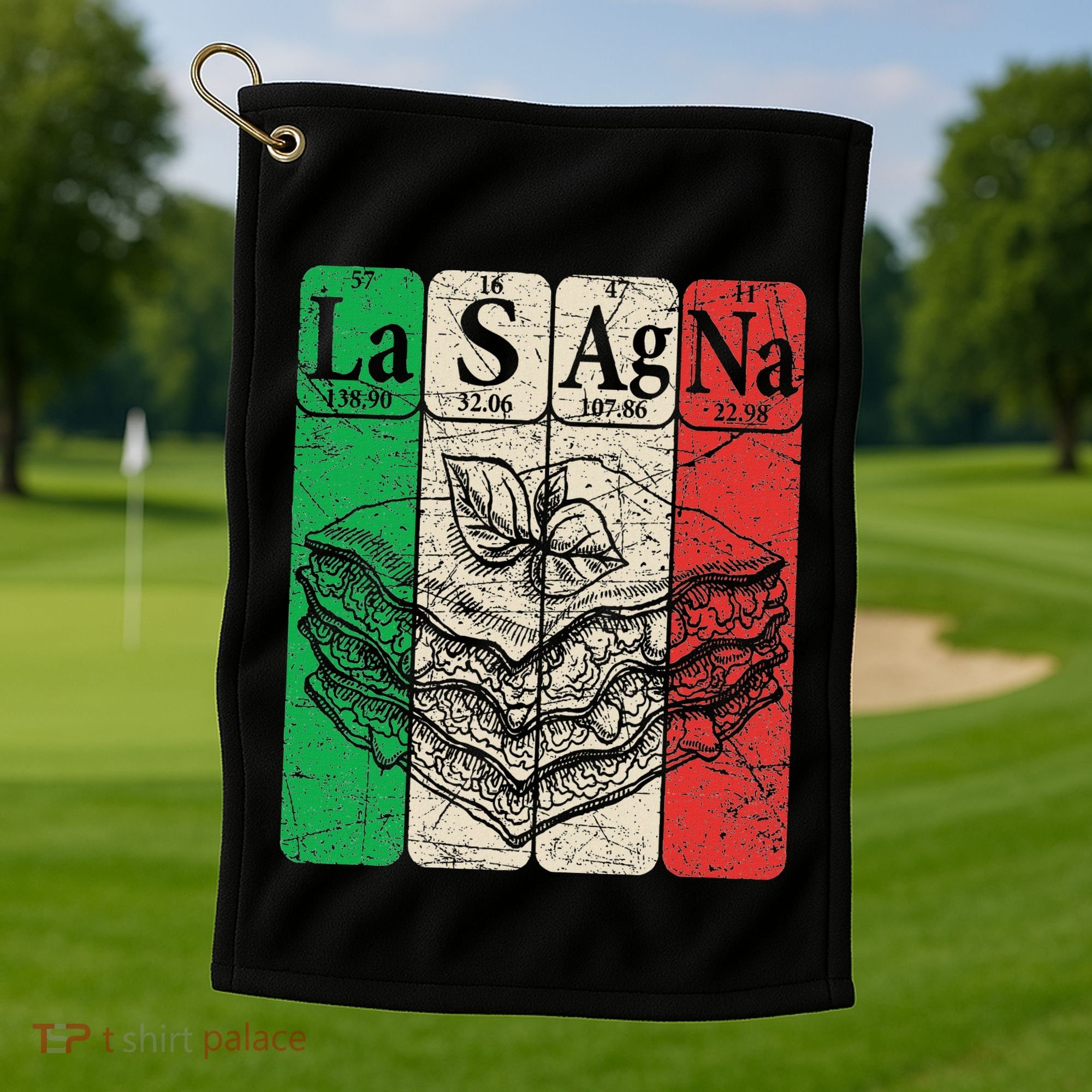 Italian Lasagna Periodic Table Elements Italian Flag Lasagna Golf Towel