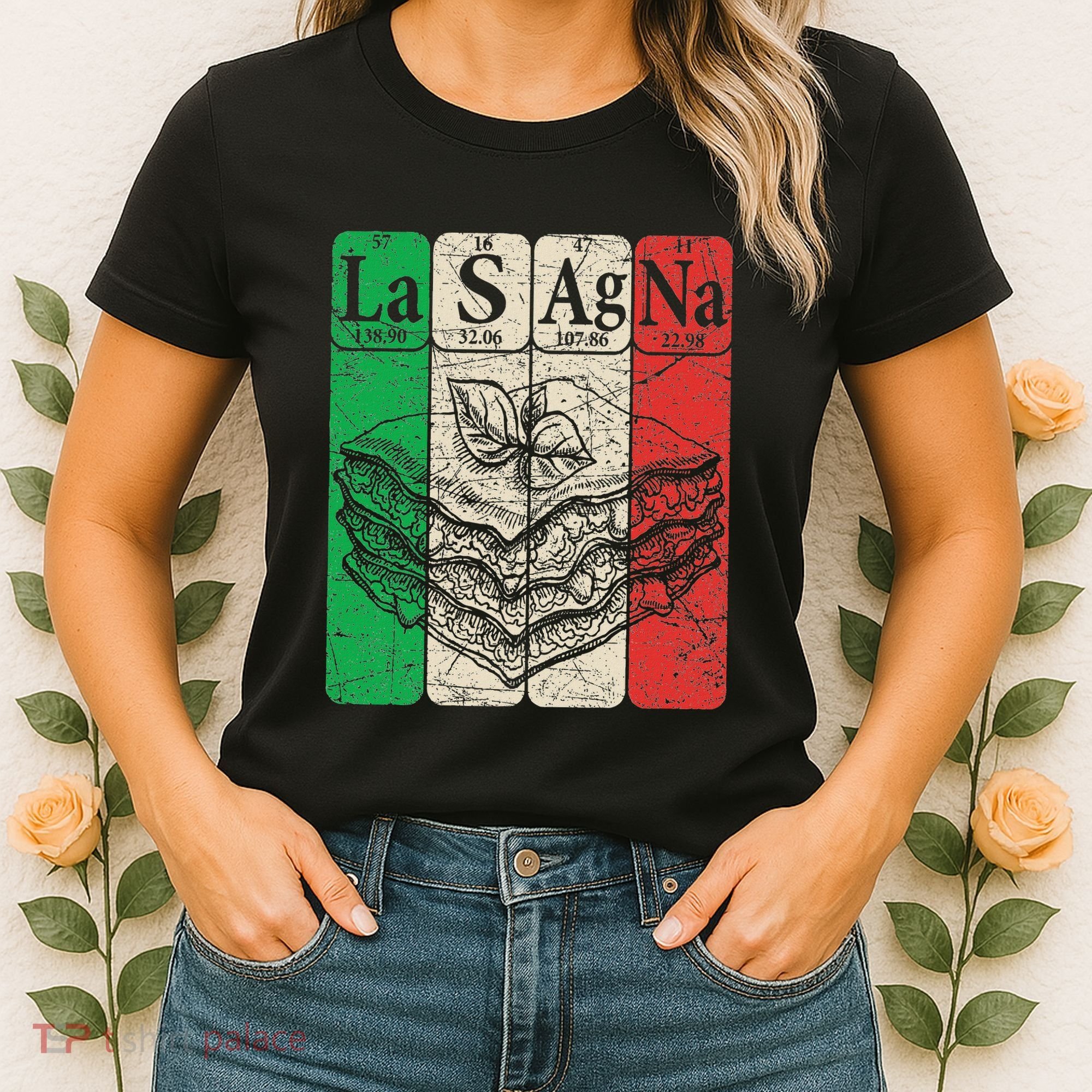 Italian Lasagna Periodic Table Elements Italian Flag Lasagna Women's T-Shirt
