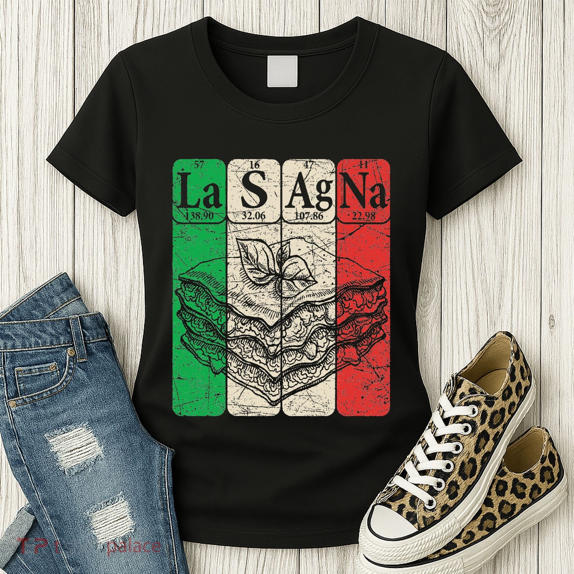 Italian Lasagna Periodic Table Elements Italian Flag Lasagna Women's T-Shirt