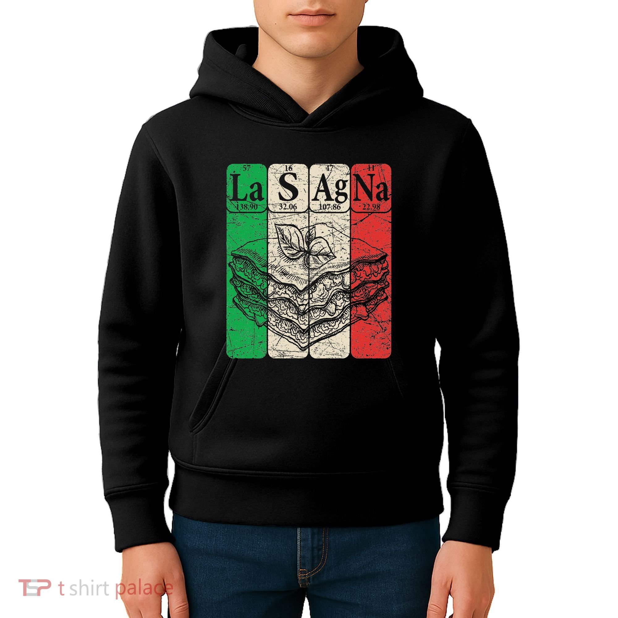 Italian Lasagna Periodic Table Elements Italian Flag Lasagna Kids Hoodie
